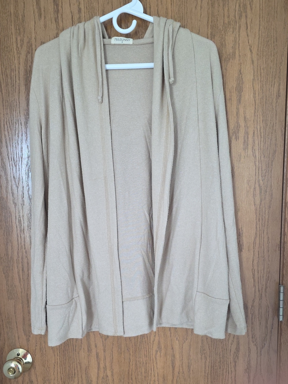 Beige Hooded Open Cardigan - 78&Sunny
